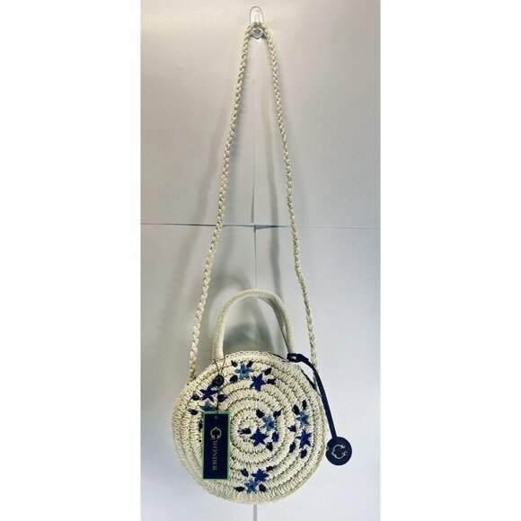 NWT Wonder Small Natural Woven Straw Round Crossbody Shoulder Bag Purse - Picture 3 of 9